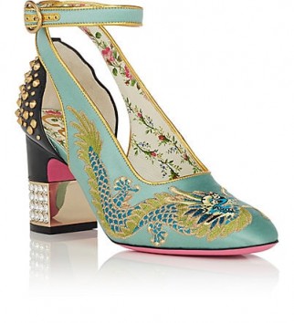 GUCCI Caspar Mary Jane Pumps – satin embroidered Mary Janes