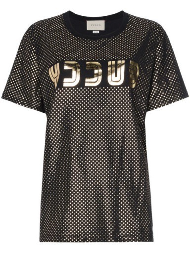 GUCCI Gold Metallic Logo T-Shirt / shiny tees - flipped