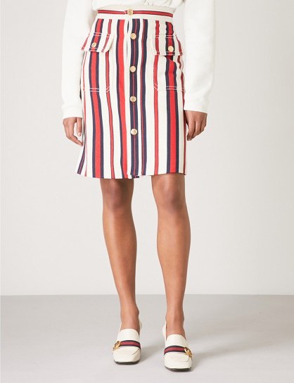 GUCCI Striped denim skirt | red, white and blue stripes - flipped