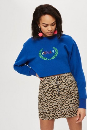 Topshop Half Zip Leopard Print Denim Skirt – glamorous animal prints - flipped
