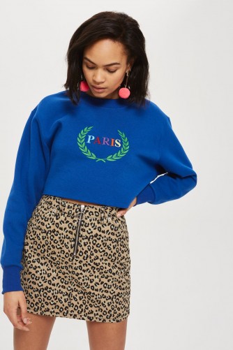 Topshop Half Zip Leopard Print Denim Skirt – glamorous animal prints