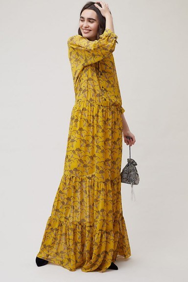 Lolly’s Laundry Hayley Floral Print Dress | long yellow spring dresses - flipped