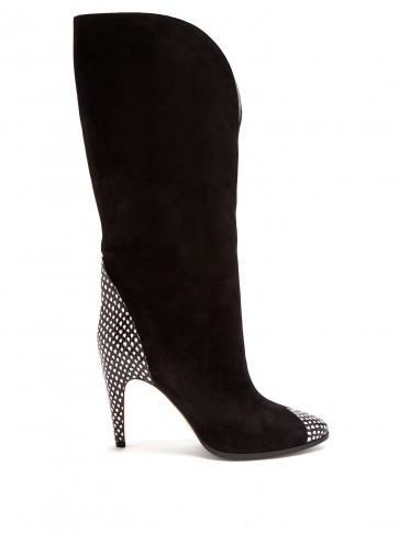 GIVENCHY High snakeskin-effect panel black suede boots