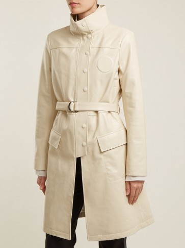 CHLOÉ High-neck belted cream leather jacket
