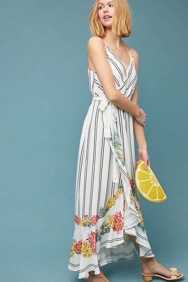Hilma Striped Floral Wrap Dress | summer maxi dresses - flipped