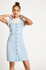JACK WILLS HONEYBALME TIE SHOULDER DRESS | light blue denim pinafore dresses