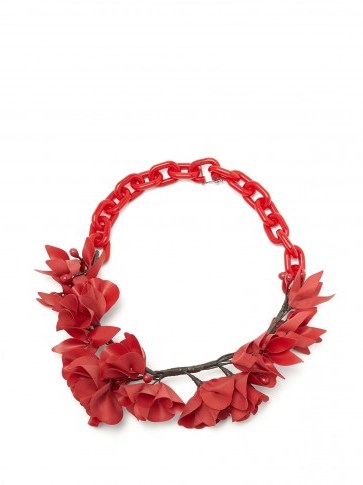 ISABEL MARANT Honolulu flower necklace / red floral jewellery - flipped