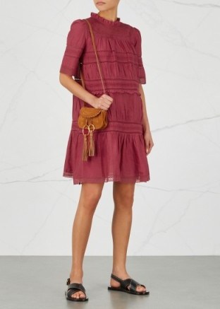 ISABEL MARANT ÉTOILE Vicky lace and voile dress – raspberry tone boho dresses - flipped