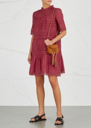 ISABEL MARANT ÉTOILE Vicky lace and voile dress – raspberry tone boho dresses