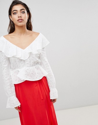 Ivyrevel Blouse in Anglais Lace with Deep V Back and Frills ~ ruffled blouses