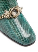 KOCHÉ Jewel and crystal embellished green leather loafers ~ jewelled shoes ~ little details