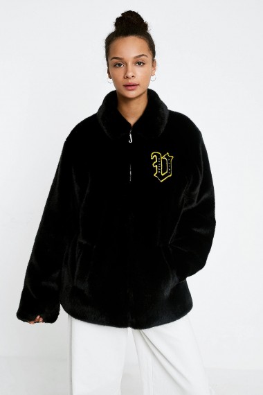 Juicy Couture X VFILES Black Faux Fur Jacket / fluffy black jackets