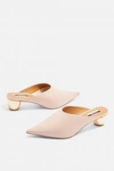 Topshop Juniper Ball Heel Mules in Nude Leather | luxe style pointy toe shoes