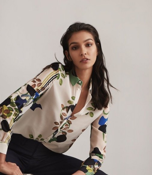 REISS JURA ABSTRACT FLORAL-PRINTED BLOUSE / bold prints - flipped