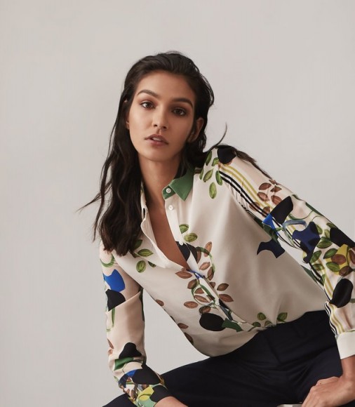 REISS JURA ABSTRACT FLORAL-PRINTED BLOUSE / bold prints