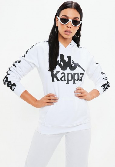 kappa white authentic hurtado fleece hoodie – hooded tops