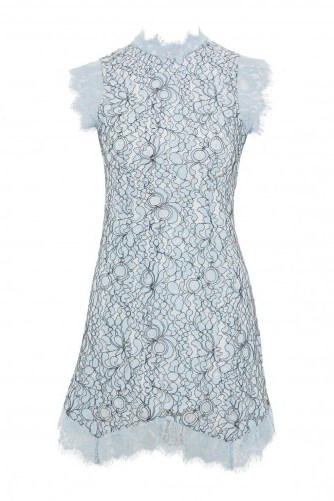 Topshop Lace Mini Flare Dress | blue semi sheer party dresses - flipped