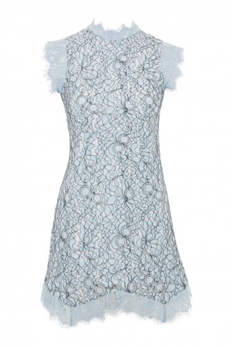 Topshop Lace Mini Flare Dress | blue semi sheer party dresses