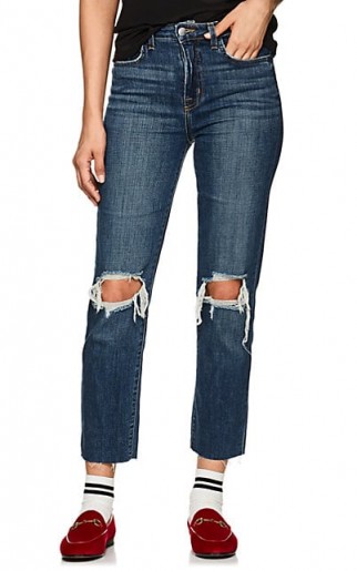 L’AGENCE Audrina Distressed Straight Jeans ~ ripped denim