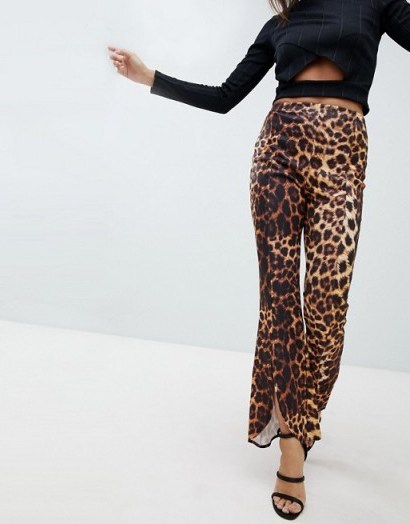 Lasula Front Split Leopard Trouser – animal print pants - flipped
