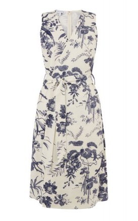 WAREHOUSE LAUREN FLORAL DRESS / blue and white sleeveless tie waist dresses / spring fashion - flipped
