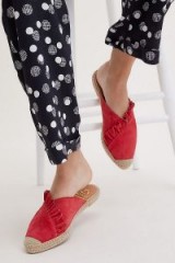 Kanna Laurie Ruffled Slip on Suede Flats | red espadrilles