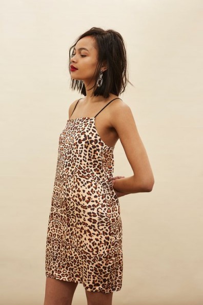 Topshop Leopard Mini Slip Dress | strappy animal print dresses | cami