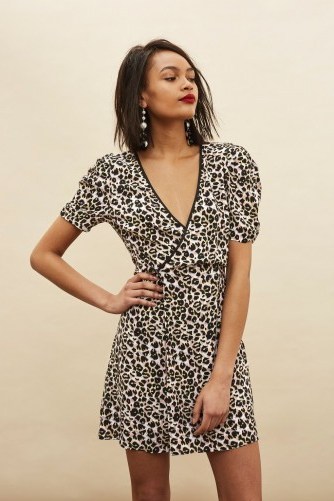 TOPSHOP Leopard Wrap Mini Dress – animal print dresses - flipped