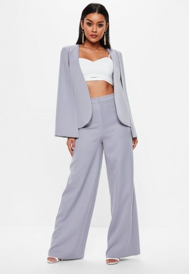 Missguided lilac wide leg trousers – luxe suit pants - flipped