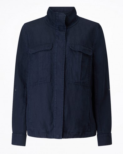 Jigsaw LINEN TENCEL MILITARY JACKET / navy blue lightweight jackets