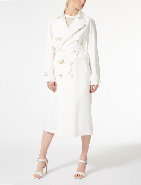 MaxMara Ivory Linen trench coat | chic spring coats - flipped