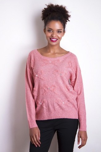 Liquorish Pink Bow Sweater ~ crystal embellished jumpers - flipped