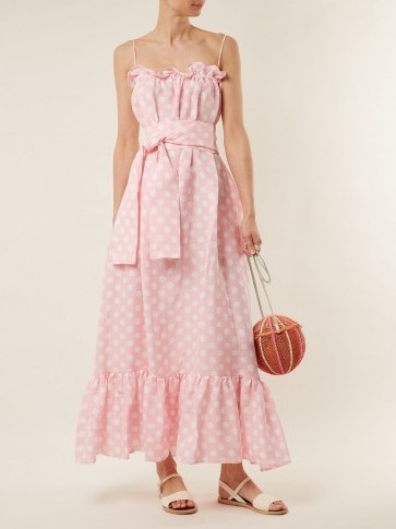 LISA MARIE FERNANDEZ Liz linen maxi dress ~ strappy pink holiday dresses - flipped