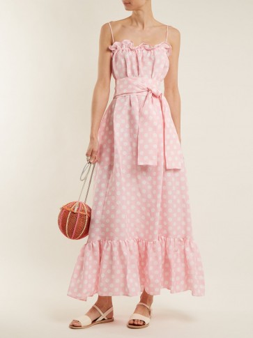 LISA MARIE FERNANDEZ Liz linen maxi dress ~ strappy pink holiday dresses