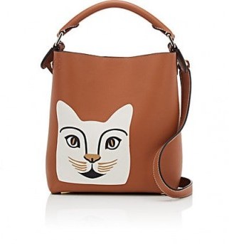 LOEWE Cat Small Tan Leather Bucket Bag – kitty print bags - flipped