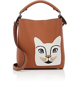 LOEWE Cat Small Tan Leather Bucket Bag – kitty print bags