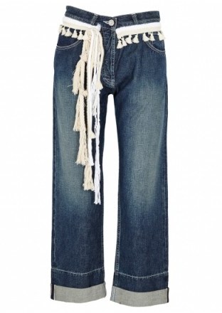 LOEWE Dark blue selvedge cropped jeans ~ designer denim - flipped