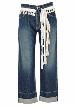 LOEWE Dark blue selvedge cropped jeans ~ designer denim