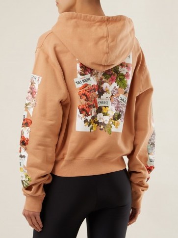 OFF-WHITE Logo and floral-print cotton cropped sweatshirt ~ printed sweatshirts - flipped