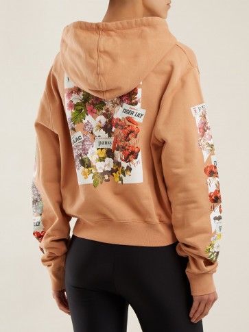 OFF-WHITE Logo and floral-print cotton cropped sweatshirt ~ printed sweatshirts