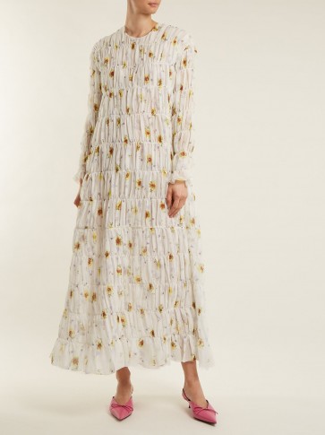 GIAMBATTISTA VALLI Long-sleeved floral-print dress ~ romantic smocked dresses