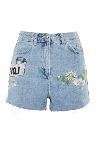 Topshop ‘Love Me Not’ Embroidered Mom Shorts | floral denim - flipped