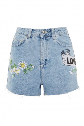 Topshop ‘Love Me Not’ Embroidered Mom Shorts | floral denim