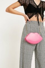 Lulu Guinness Lips Pink Leather Crossbody Bag / lip shaped bags