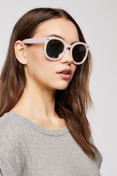 FREE PEOPLE Luxe Abbey Road Sunnies in Powder Pink. NUDE RETRO SUNGLASSES - flipped