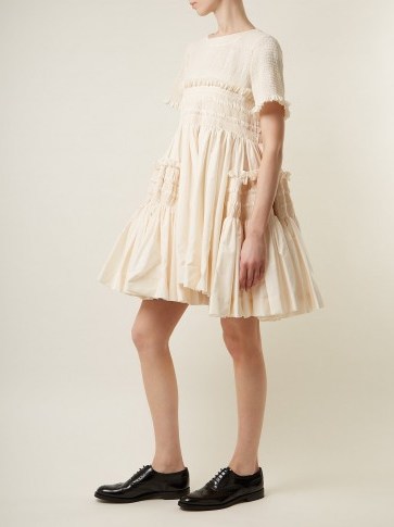 MOLLY GODDARD Lynette smocked cotton-poplin dress ~ gathered cream dresses - flipped