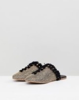 Maison Scotch Exclusive Slipper Shoes In Canvas And Tassles | flat tasseled mules