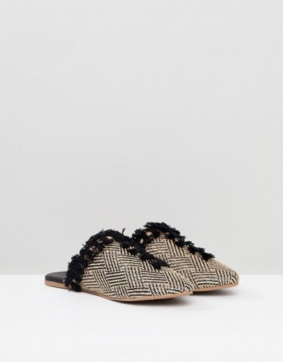 Maison Scotch Exclusive Slipper Shoes In Canvas And Tassles | flat tasseled mules - flipped