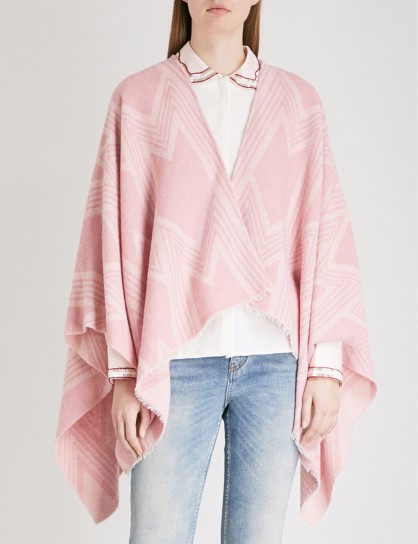 MAJE Pink M print knitted poncho – spring ponchos