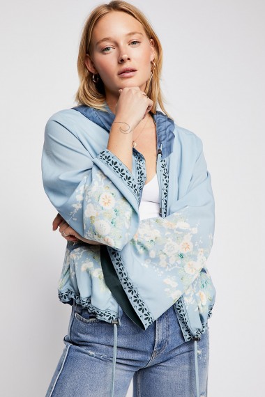 Free People Maple Kimono Bomber | blue floral jackets